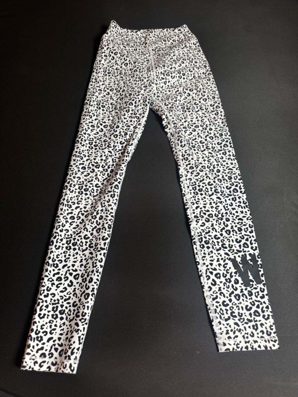 White Fox Active Leopard Print Leggings Black White High Waisted XS Workout Gym